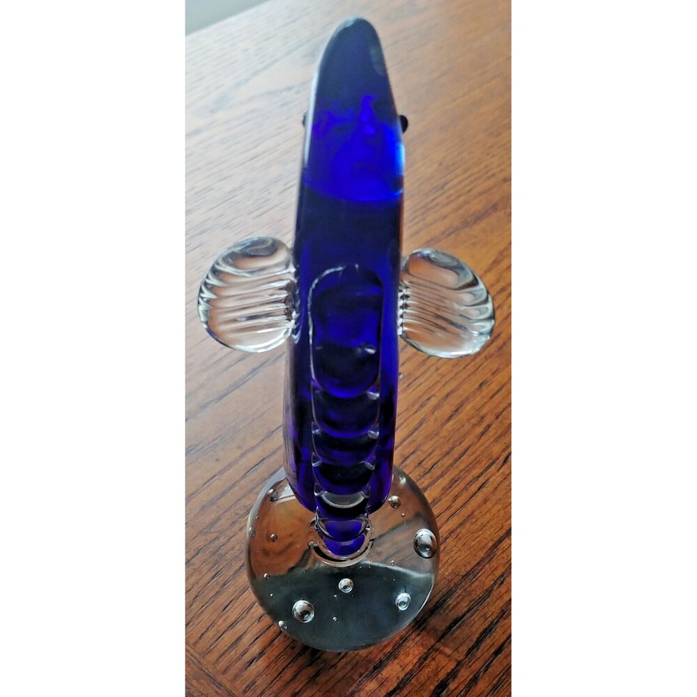 Paperweight vintage blown Art Glass Blue Seahorse - Picture 8 of 8